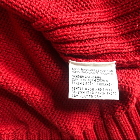 🍒 cherry red vtg knit cotton sweater - Picture 5 of 7